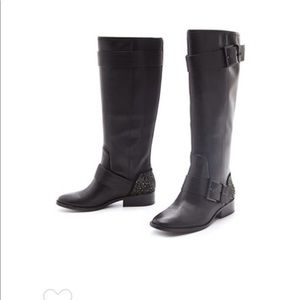 Brian Atwood black crystal studded heel boots